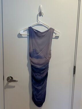 Urban Outfitters Ombre Lavender to Navy Ruched Midi Dress